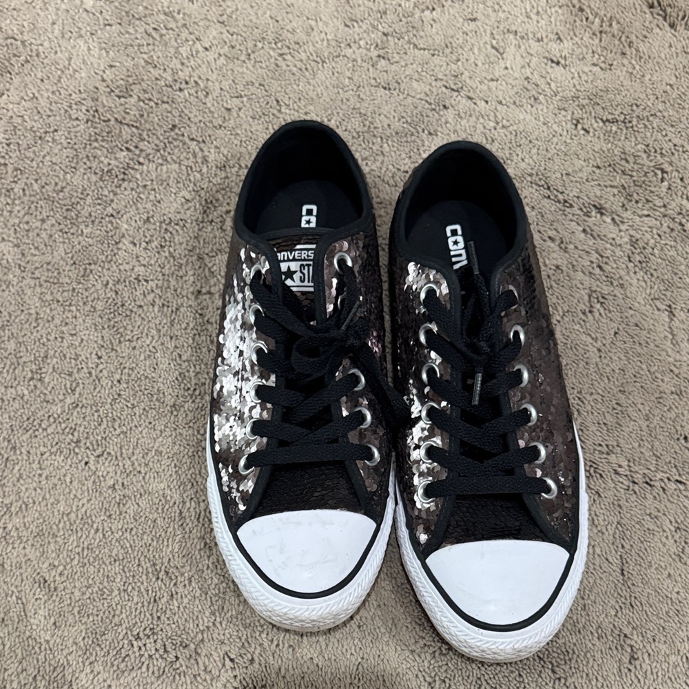 Converse Black Sequin Low-Tops